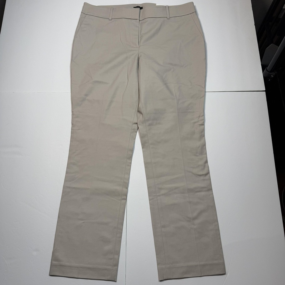 Ann Taylor Factory Pants Womens 12 Beige The Straight Mid Rise Dress Work NWT